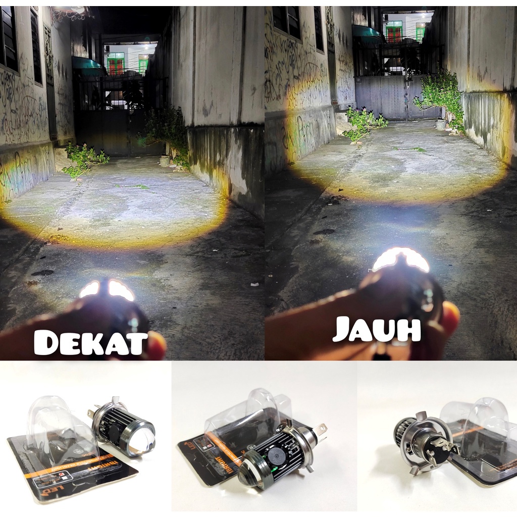 Lampu Utama Led Ibright Series Laser Kipas H4 Projector - Putih Kuning