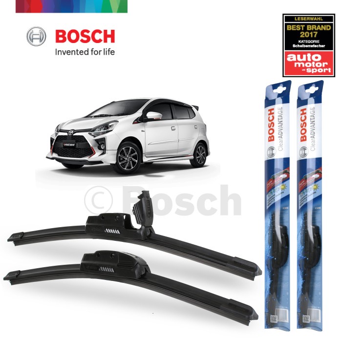 WIPER MOBIL FRAMELESS TOYOTA AGYA SEPASANG BOSCH CLEAR ADVANTAGE ORIGINAL