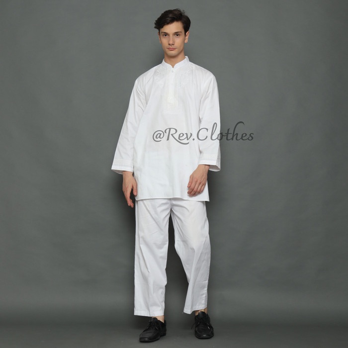 SETELAN PAKISTAN DEWASA PUTIH BAJU KOKO SETELAN / REV CLOTHES / REV 11
