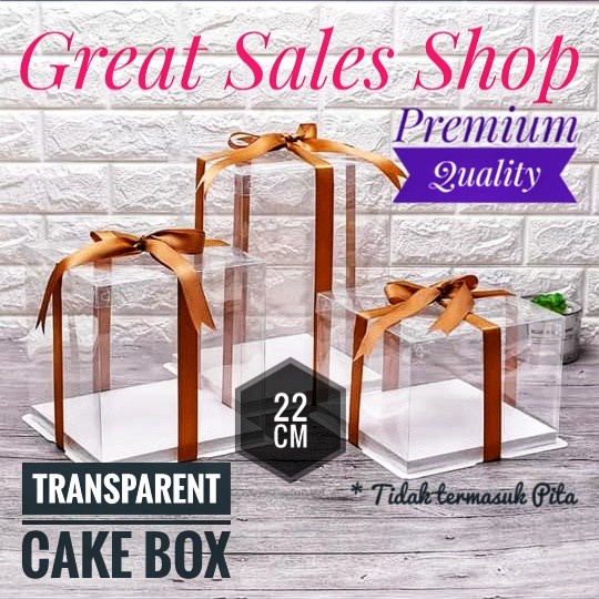 Cake Box Dus Kue Bening Kotak kue Bening Transparan Mika PET 22 CM