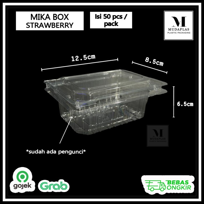 Box Mika Buah Strawberry 250 gram / Mika Anggur / Mika Box Strawberry