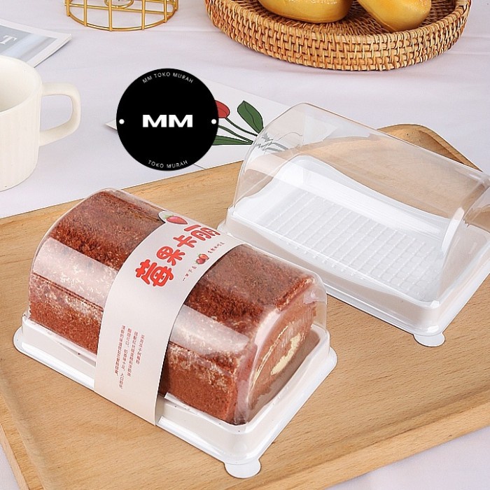 10pc mika roll cake setengah roll mika bolu gulung box mika kue potong