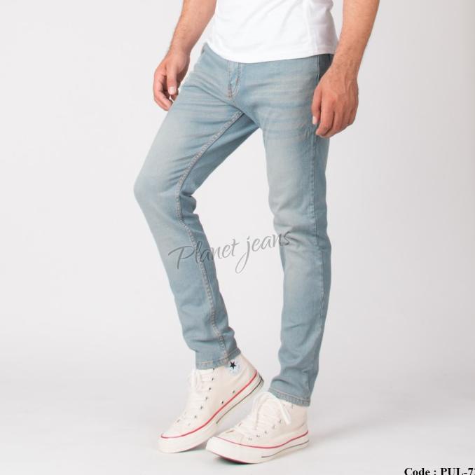 fif Celana Jeans Pria Skinny - Vonts old blue wash denim Planet Jeans