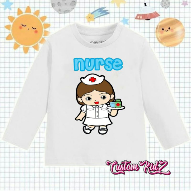baju kaos anak atasan lengan panjang NURSE