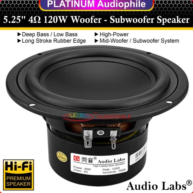 Speaker 5.25 Inch Subwoofer Mid Woofer Bass 4 Ohm 5" Hifi Audio Labs Kualitas Premium