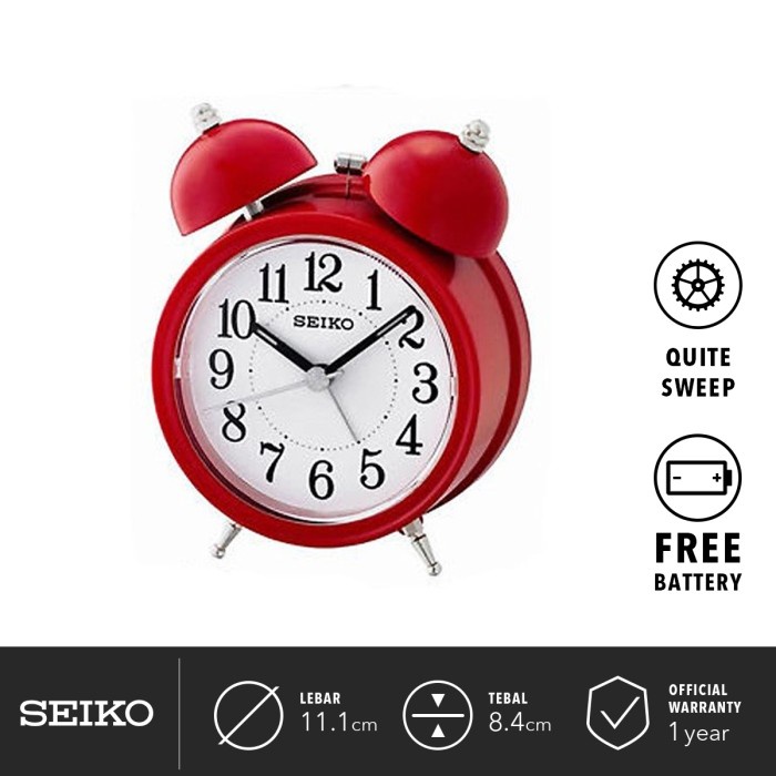 Promo Jam Meja Alarm Seiko Qhk035R Detik Senyap Red Color Ori