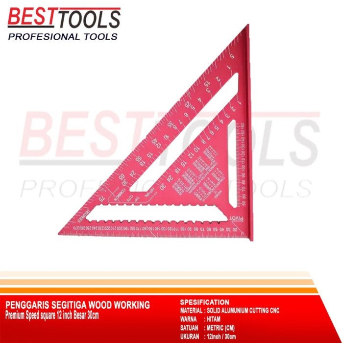 

Promo Premium Speed Square 12 Inch Merah 30Cm Penggaris Segitiga Woodworking