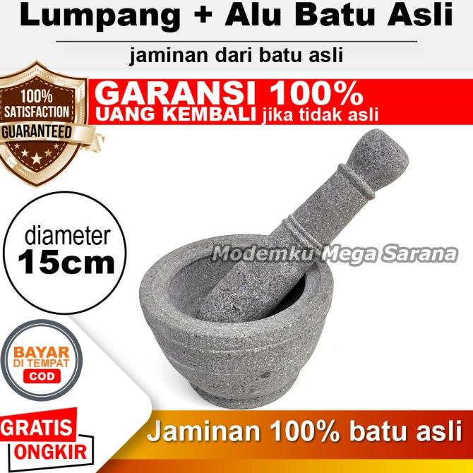 NEW SALE  Lumpang Batu Asli Original Muntilan + Alu Lesung Batu 15 cm