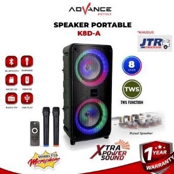 Speaker Bluetooth Meeting Advance K8D-A Salon Aktif 8" Gratis 2 Mic Kualitas Premium