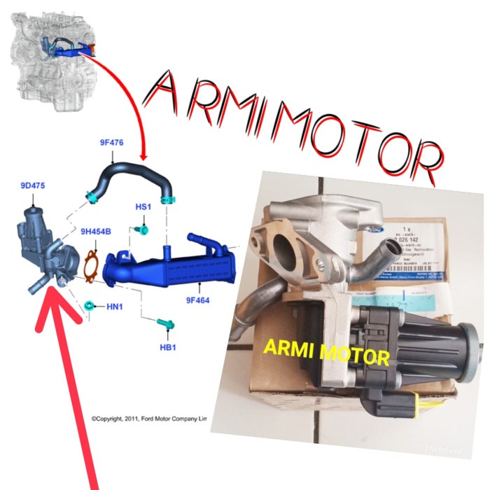 Valve Egr Ford Ranger Everest 2.2 Cc 3.2 Cc Egr Ranger T6 T7 Original Kode Hk212