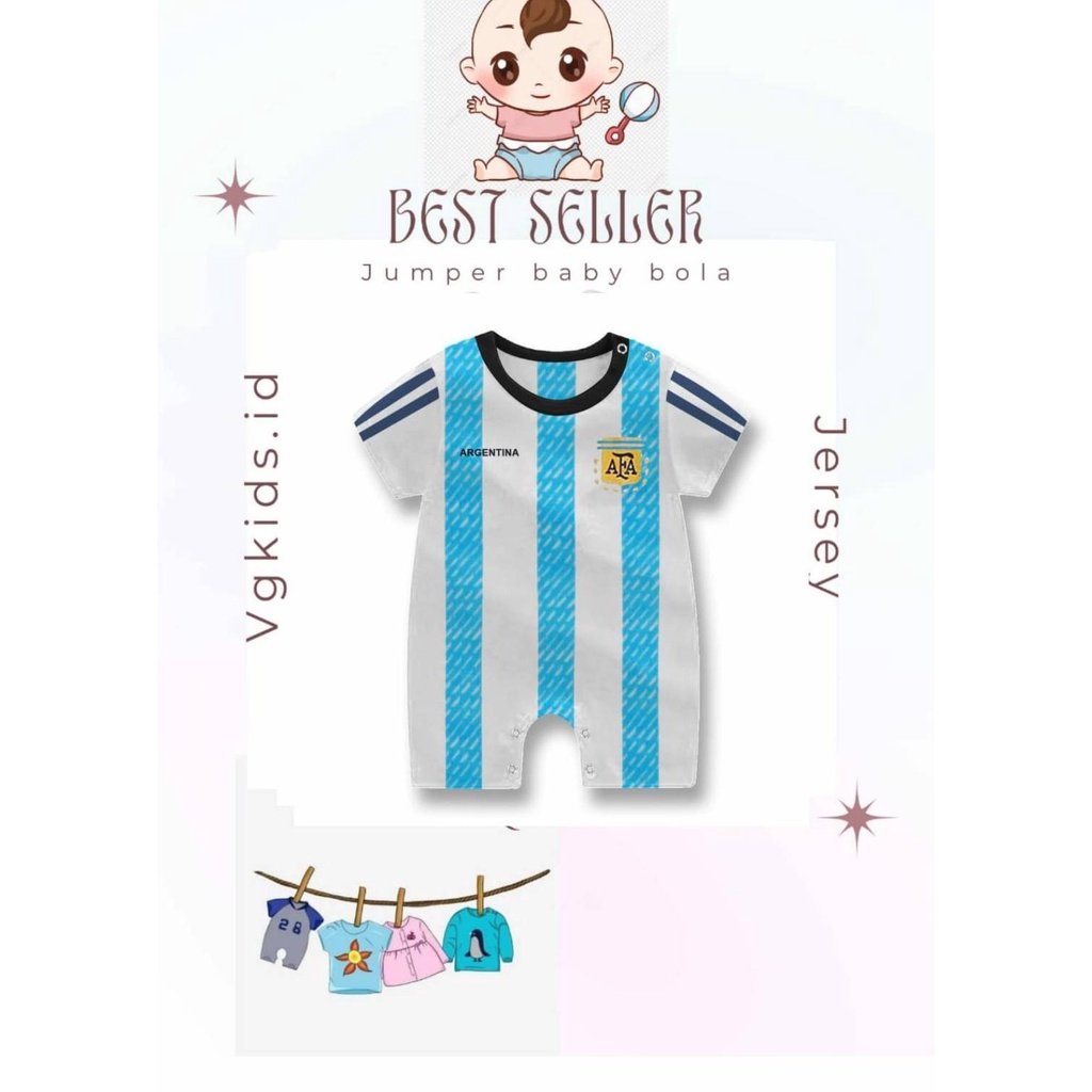 Romper Argentina Bola / Jersey Bayi Club Bola Bayi / Romper Bayi