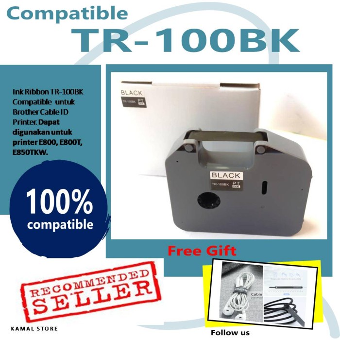 Terbaru Ink Ribbon Tr-100Bk Compatible Brother Pt-E800T Pt-E850Tkw Tr100Bk Promo Terlaris