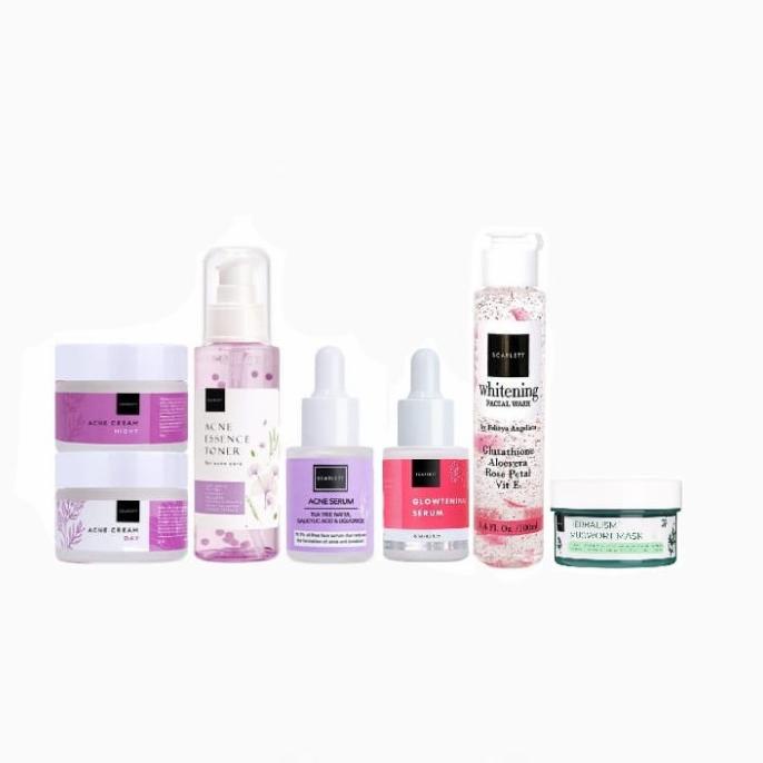 MILIKI SCARLETT WHITENING PAKET LENGKAP ( SKINCARE & BODY CARE ) 12 IN 1 TERMURAH