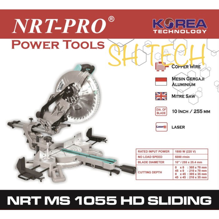 MITER SAW SLIDING 10 INCH NRT PRO MS 1055 HD MS1055 MITTER SAW MITRE -Megah CT