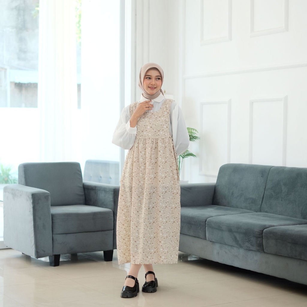 [LIMITED] BEST PRODUCT HIMARI MIDI DRESS DRESS MIDI KOREA overall motif bunga floral