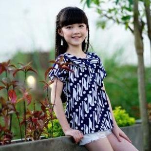 BLUS BATIK CAP NAVY MURAH BLUS ANAK PEREMPUAN