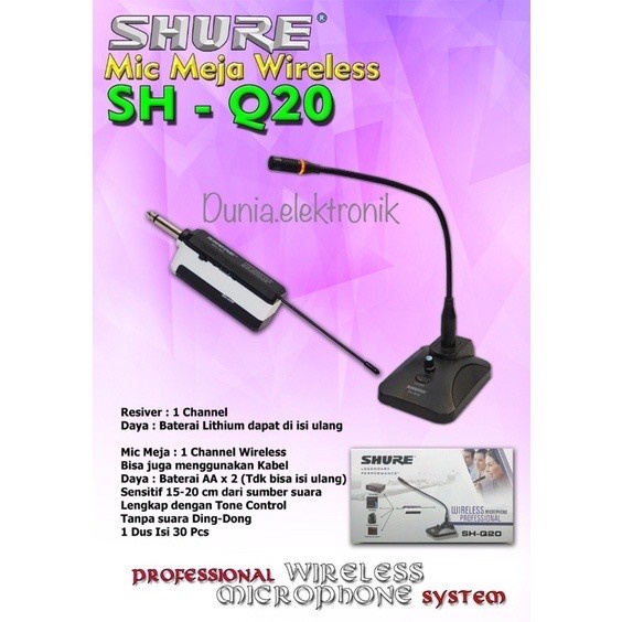 Mic meja wireless shure SH Q20 microphone podium wireless