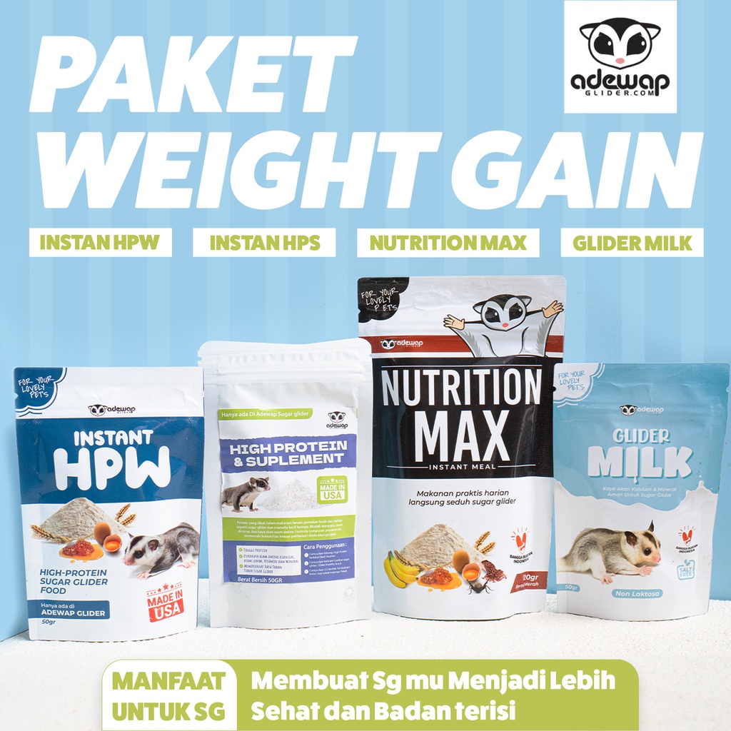ADEWAP GLIDER Paket Weight Gain : Makanan & Nutrisi Penambah Berat Badan Sugar Glider