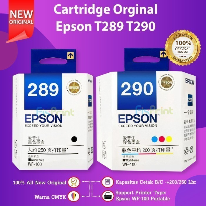 

1 SET CARTRIDGE EPSON T289 T290 289 BLACK 290 COLOR TINTA WF-100 WF100