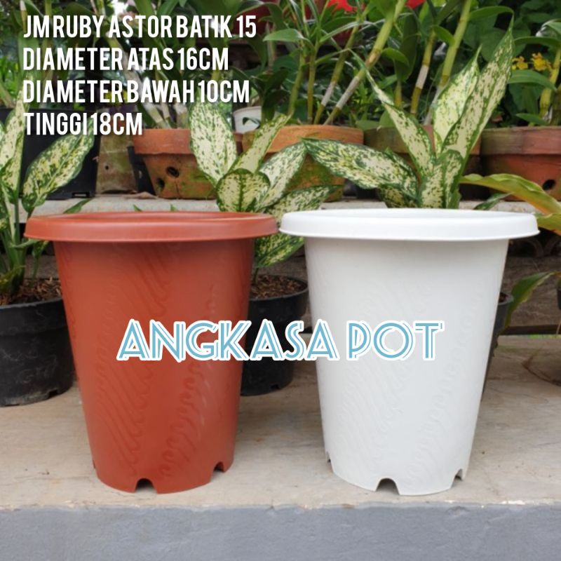 JM RUBY ASTOR BATIK 15 Pot bunga bulat tinggi Pot cantik Pot pirus