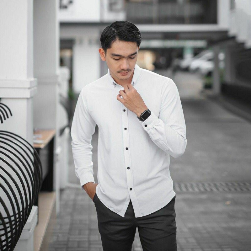 Kemeja Pria Lengan Panjang 2023 Pendek Korean Style Baju Kerja Dewasa Terbaru Keren Import Ukuran Ju