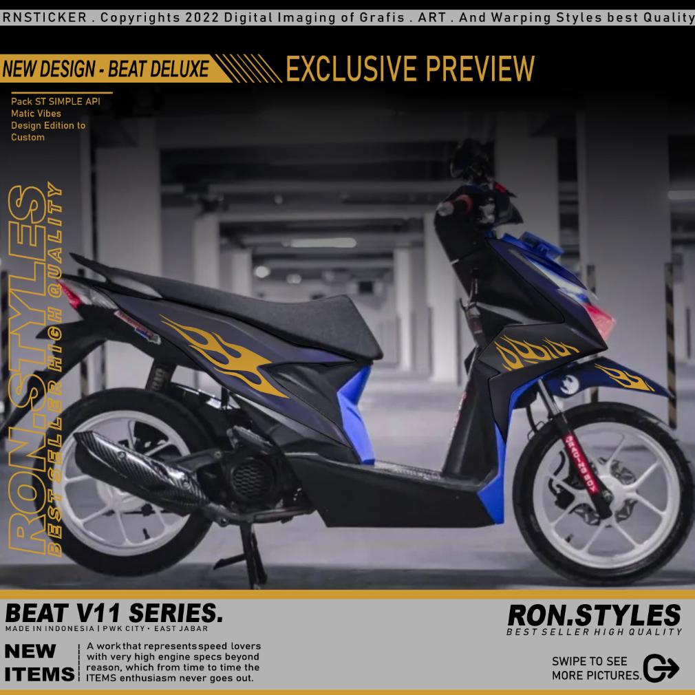 Miliki V11 CUTTING STICKER STRIPING BEAT DELUXE 2020-2023 SIMPLE STYLE MOTIF API WHEELS COPY TRANSPA