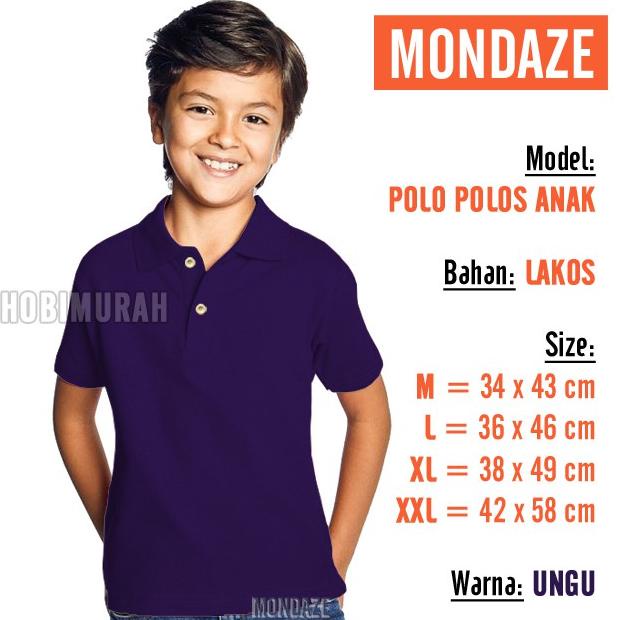 Terjangkau - Kaos Polo ANAK - UNGU | PENDEK | MONDAZE | Kerah Polos | Shirt Laki Perempuan
