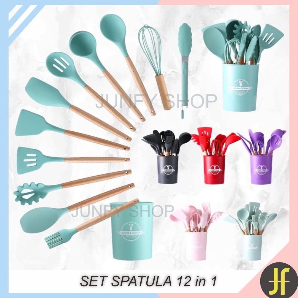 Murah J659 Set Spatula 12In1 Set Spatula Silicon 12In1 Set Alat Masak Silikon Set Spatula Silikon Gr