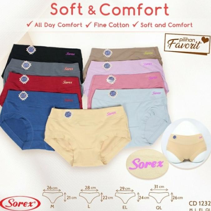 1 lusin celana dalam wanita sorex grosir 1232 size m. L. XL . XXL