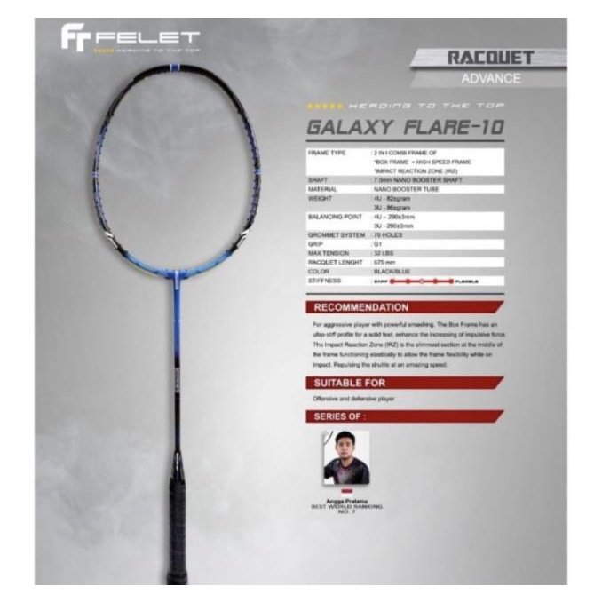 Raket Badminton FELET AEROMARS 10 GALAXY FLARE 10 ORIGINAL
