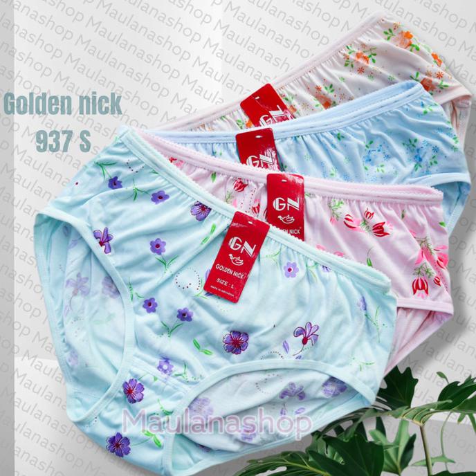 (12 Pcs 3L/XXL) Celana Dalam Wanita Golden nick 937S motif / Cd Wanita