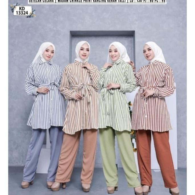 SETELAN CELANA LONG TUNIK JUMBO PAKAIAN WANITA LD 120 RAYON KULOT