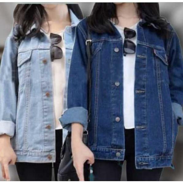 Promo Bayar Ditempat Jaket Jeans Denim Wanita Tebal Kantong Dalam / Jaket Jeans Wanita / Jaket Denim