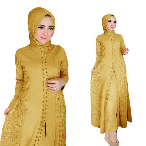 Set Celana Tunic Brokat Wanita Setelan Kebaya Tunik Brukat Kondangan