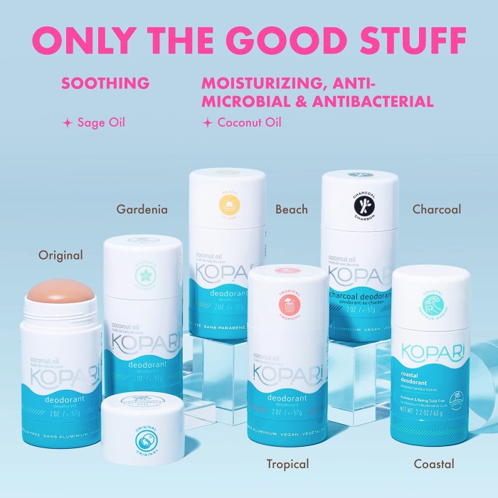 Kopari Organic Deodorant Charcoal Beach Gardenia Tropical Coastal CBD