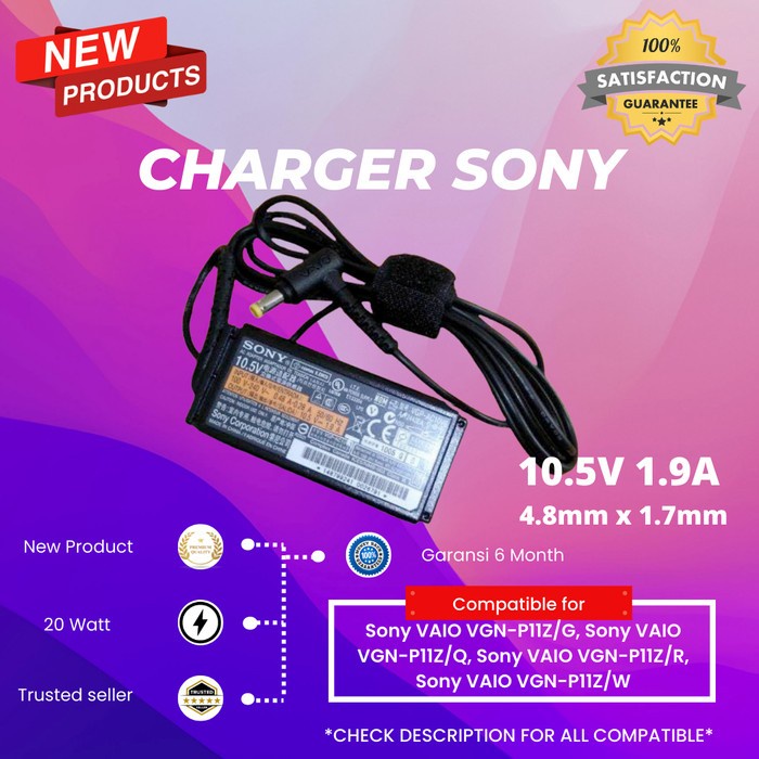 Charger Adaptor Laptop Sony Vaio Pocket 10.5v 1.9a Vgp-Ac10v2