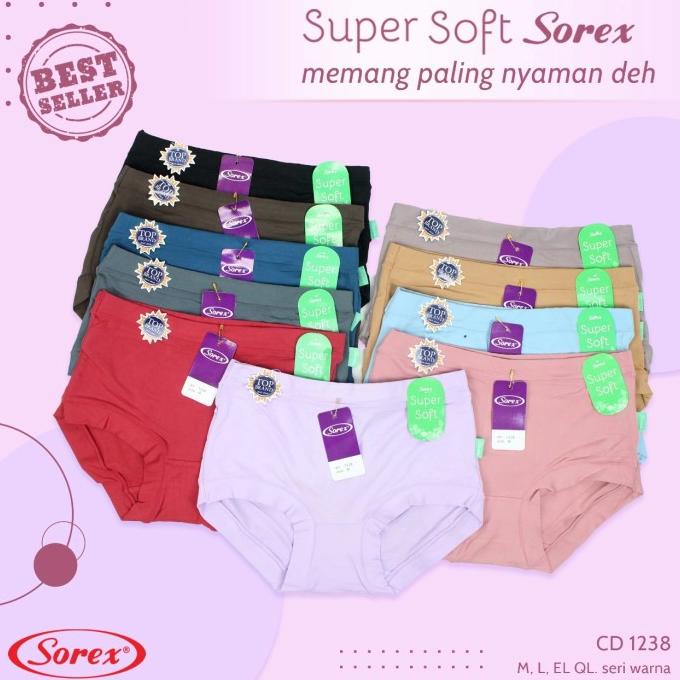 (12 pcs) CD Wanita Sorex 1238 karet besar/CD basic