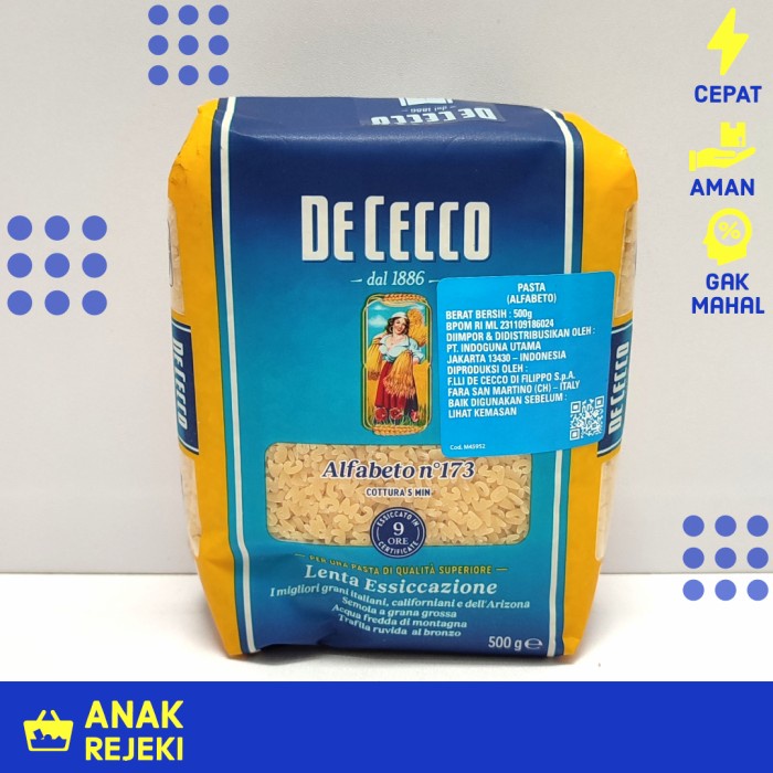 

Promo Alfabeto No.173 De Cecco 500Gr - Pasta Alfabet For Soup Premium Italy