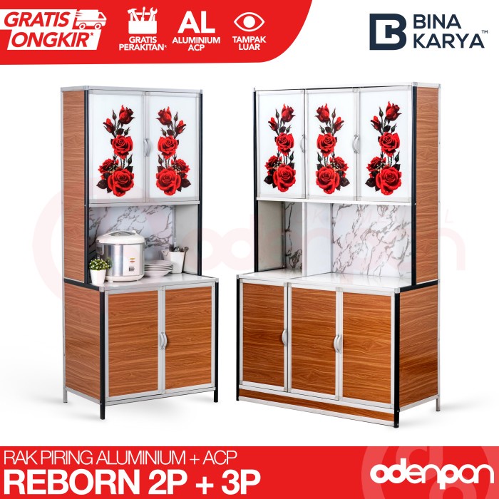 Promo Lemari Rak Piring Sayur 2 Pintu Aluminium Acp Bina Karya Reborn