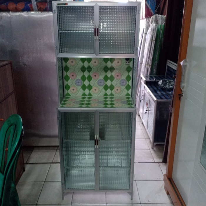 Promo Rak Piring Lemari Dapur Alumunium 2 Pintu Mini