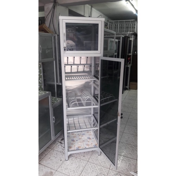 Promo Rak Piring 1 Pintu Full Kaca Riben