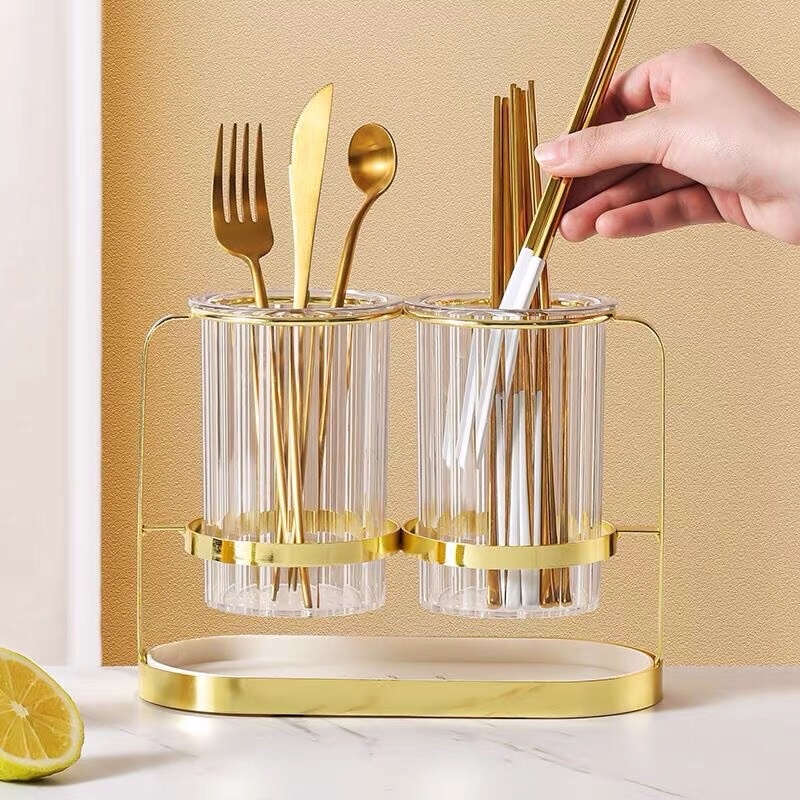 Tempat Sendok Ester / Tempat Sendok & Garpu Gold