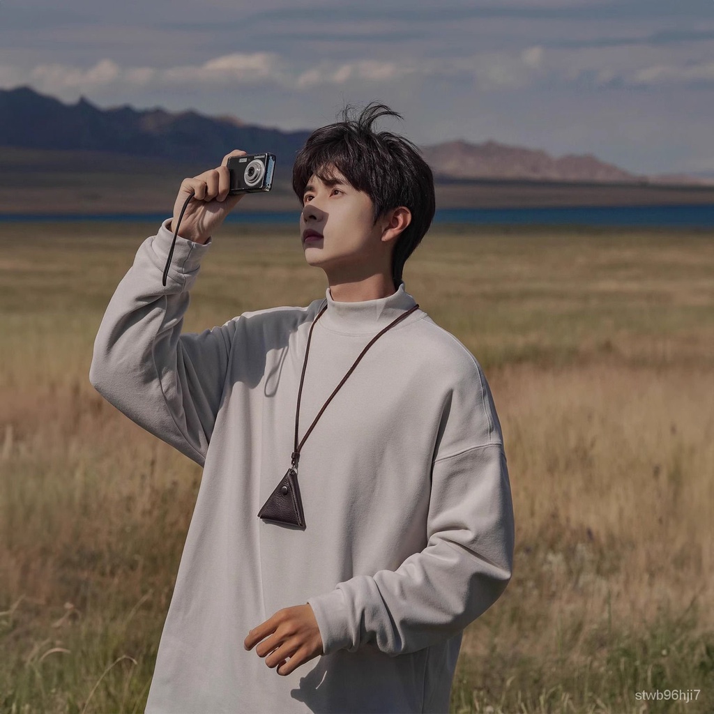 Setengah Leher Kura-kura DralonTKaos Pria Retro Kasual Bottoming Kemeja Lengan Panjang