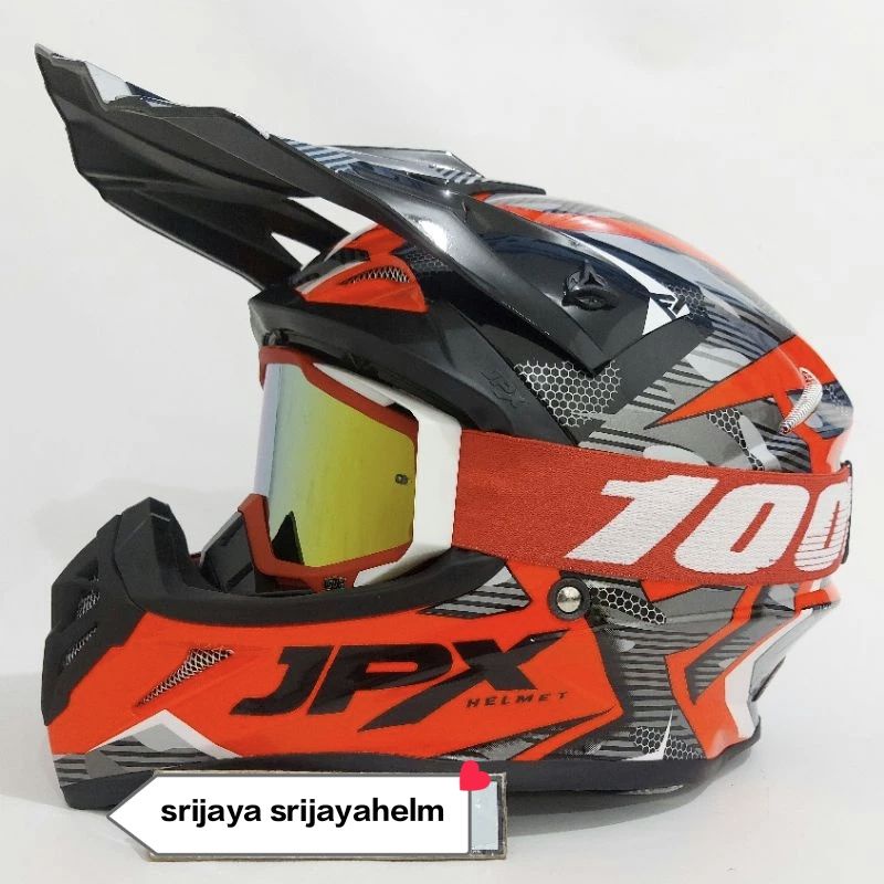 HELM JPX CROSS FOX-1 X35 RED FLUO SET GOGLE 100%