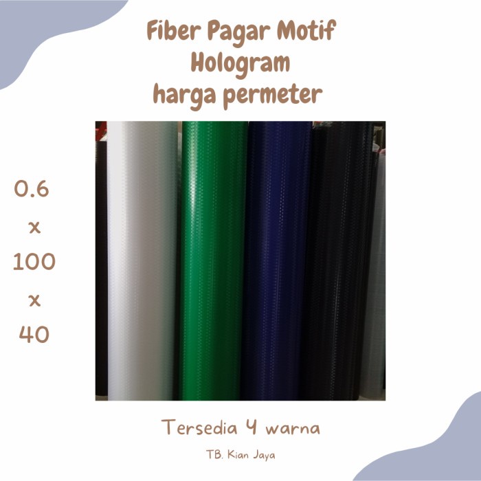 

Promo Fiber Pagar Pp Sheet Hologram // Harga Permeter