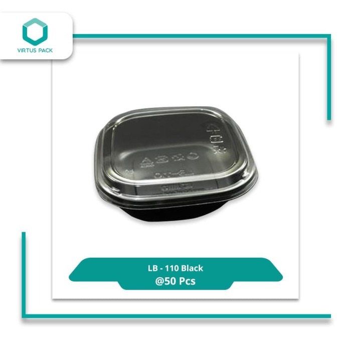Promo Virtuspack/ Mika / Tray Dimsum / Lunch Box Lb-110 Black /50Pcs