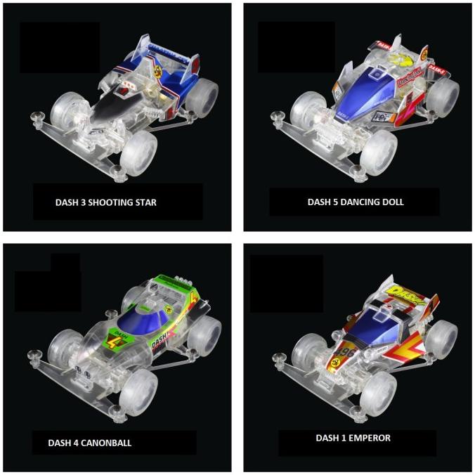 Gratis Ongkir Mini 4wd Merk AA Seri Dash Classic Warna Clear Type 5 Chassis Limited Edition (tri00j.