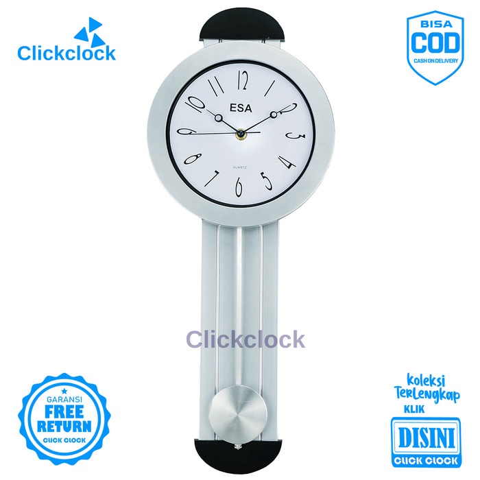 Konfli Jam Dinding Bandul Minimalis Silver Esa 06901 Besar