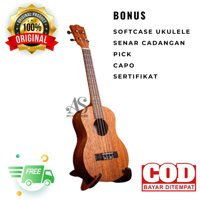 Ukulele - Ukulele Tenor Mandalika 25Inch Warna Coklat Tua Bonus Tas + Capo