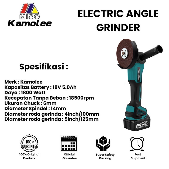 Kamolee-Mesin Gerinda-Cordless Angle Grinder Tanpa Kabel-DGA404/DGA504 -Megah CT